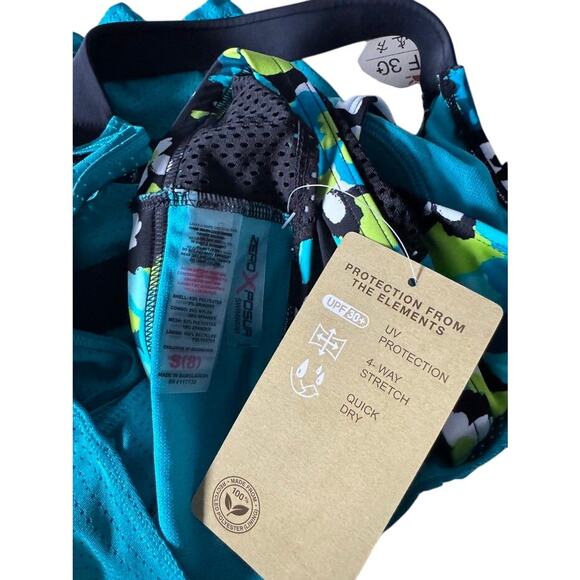 Zeroxposure Swim Tankini Top Teal Floral UPF 30+ Quick Dry NWT Sz S - Picture 2 of 7